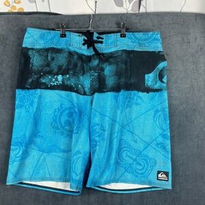 Quiksilver x Kelly Slater VERY Y2K Ocean Blue Board Shorts Sz 38